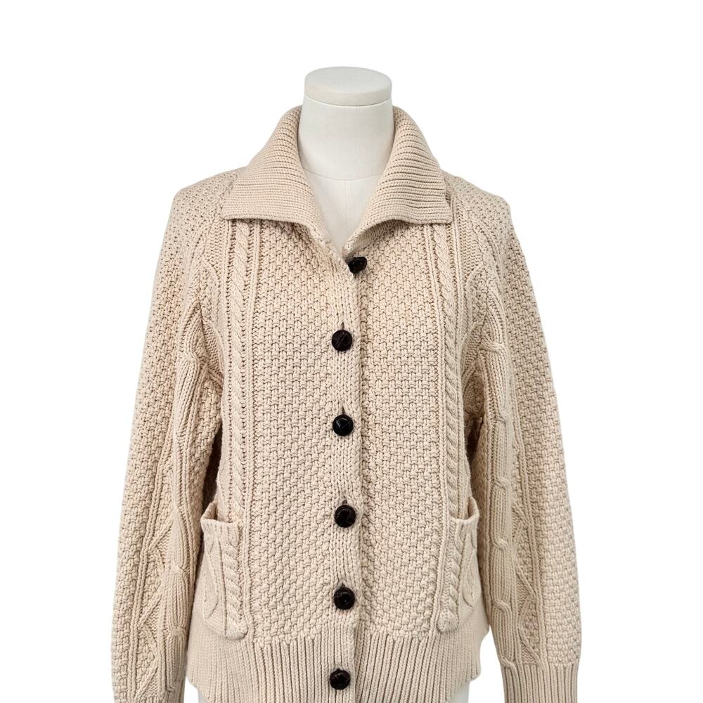 The Great Cotton Lodge Cardigan Sweater Cableknit Sweater Jacket 2 M